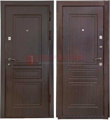 Антивандальная коричневая железная дверь с МДФ ДМ-61 в Калуге