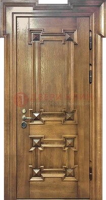 Филенчатая железная дверь с массивом дуба ДМД-56 в Калуге