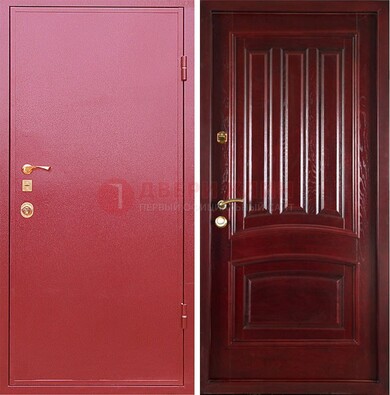 Красная металлическая дверь с порошковым напылением ДП-165 в Калуге