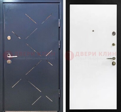 Синеватая дверь с порошковым напылением и зеркальными вставками ДП-208 в Калуге