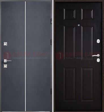 Железная дверь с порошковым покрытием и отделкой Темный орех внутри ДП-211 в Калуге