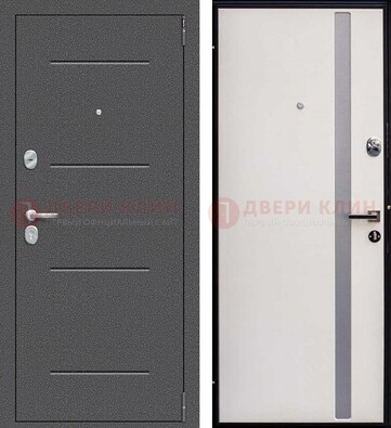 Железная дверь с порошковым напылением и белой МДФ ДП-212 в Ростове-На-Дону
