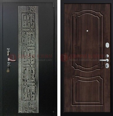 Темная входная дверь с порошковым покрытием и МДФ внутри ДП-224 в Калуге
