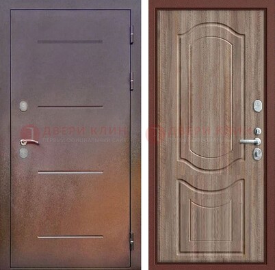Стальная дверь с порошковым покрытием с коричневой МДФ ДП-226 в Уфе
