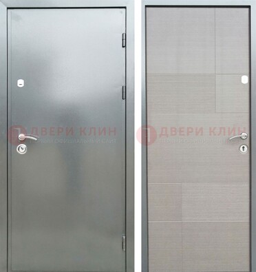 Металлическая серая дверь с порошковым покрытием и серым МДФ внутри ДП-250 в Кубинке