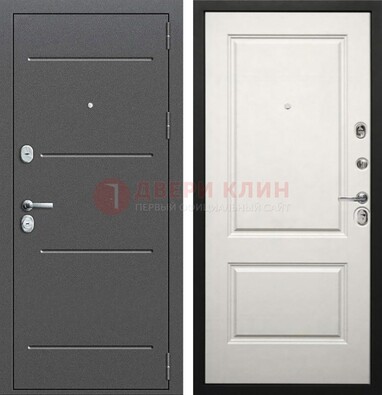Серая стальная дверь с порошковым покрытием и светлой МДФ ДП-266 в Калуге