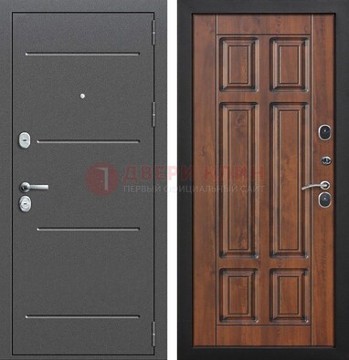 Стальная дверь с порошковым покрытием Антик серебро и филенчатой МДФ ДП-267 в Калуге