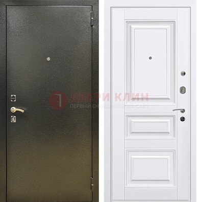Железная темно-серая дверь с порошковым напылением и белой МДФ ДП-274 в Калуге