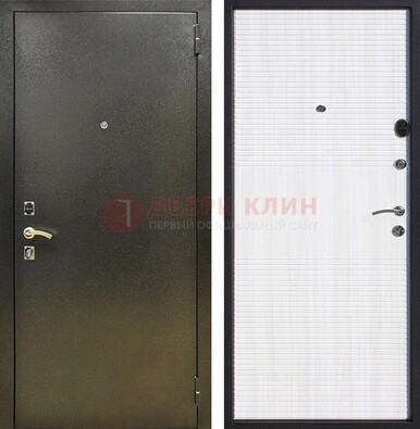 Стальная темно-серая дверь с порошковой отделкой и МДФ Белый ясень ДП-279 в Калуге