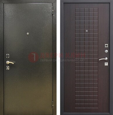 Темная железная дверь с порошковым напылением и терморазрывом МДФ Махагон ДП-286 в Калуге