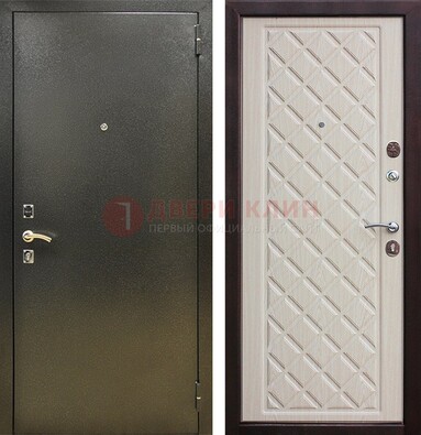 Темно-серая железная дверь с порошковым покрытием и филенчатой МДФ ДП-289 в Калуге