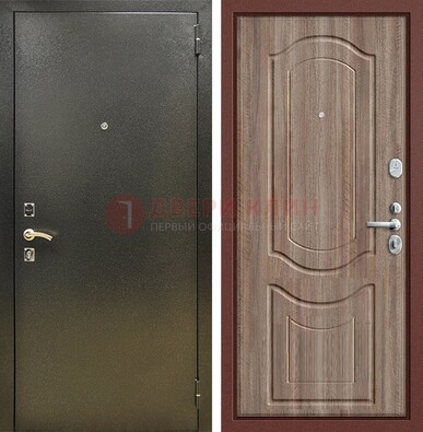 Темно-серая входная дверь с порошковым покрытием и коричневая МДФ ДП-290 в Калуге