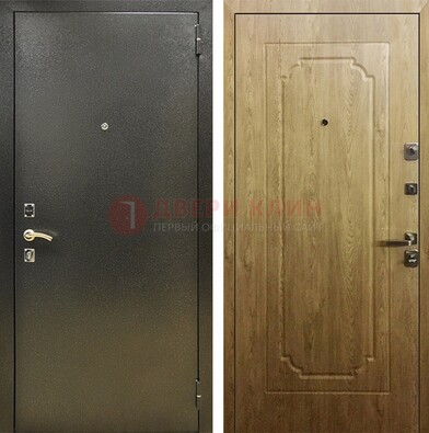 Темно-серая входная дверь с порошковым покрытием и МДФ Золотой дуб ДП-291 в Калуге