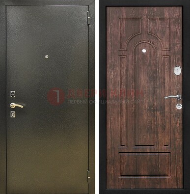Темно-серая металлическая дверь с порошковым покрытием и МДФ коричневая ДП-292 в Калуге