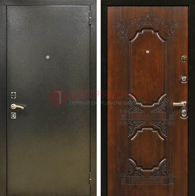 Входная дверь Темное серебро с порошковым покрытием и МДФ с узором ДП-293 в Калуге