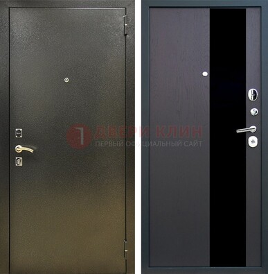Входная темная дверь с порошковым покрытием и МДФ со стеклом ДП-294 в Калуге