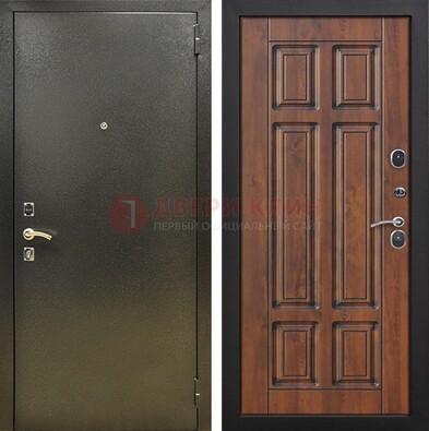 Металлическая входная темная дверь с порошковым напылением и МДФ ДП-299 в Калуге