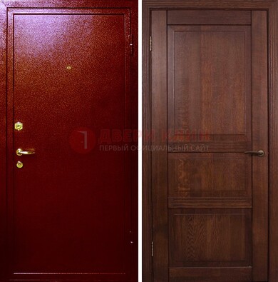 Красная железная дверь с порошковым окрасом ДП-58 в Калуге