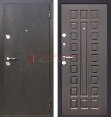 Коричневая железная дверь с порошковым окрасом ДП-63 в Калуге