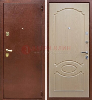 Коричневая металлическая дверь с порошковым окрасом ДП-76 в Калуге