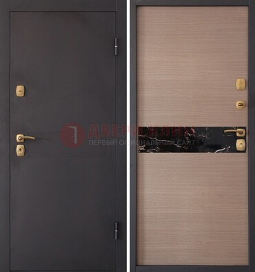 Коричневая металлическая дверь с порошковым окрасом ДП-82 в Калуге