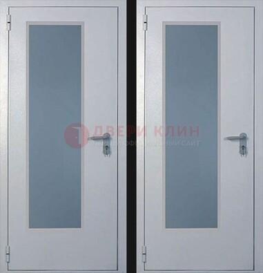 Белая металлическая противопожарная дверь с декоративной вставкой ДПП-5 в Калуге