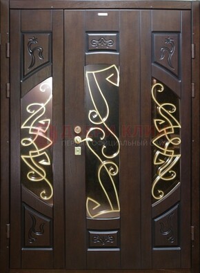 Парадная дверь со стеклом и ковкой ДПР-1 в каркасный дом в Калуге