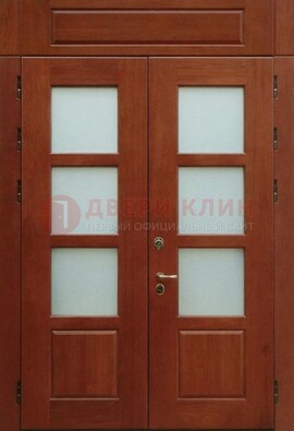 Металлическая парадная дверь со стеклом ДПР-69 для загородного дома в Калуге
