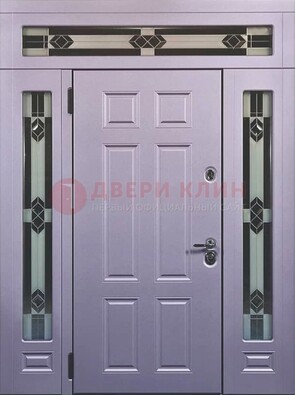 Филенчатая железная парадная дверь с фрамугами ДПР-82 в Калуге