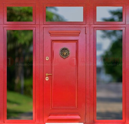 Красная парадная дверь для частного дома ДПР-88 в Калуге