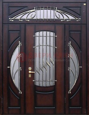 Парадная дверь со стеклянными вставками и ковкой ДПР-9 для улицы в Калуге