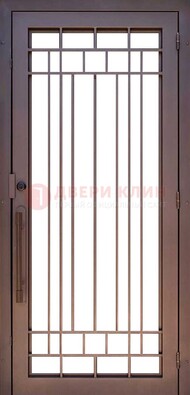 Стальная решетчатая дверь в коричневом цвете ДР-12 в Калуге