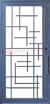 Современная железная решетчатая дверь синяя ДР-31 в Калуге