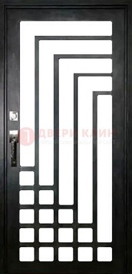 Черная стальная решетчатая дверь в современном стиле ДР-43 в Калуге