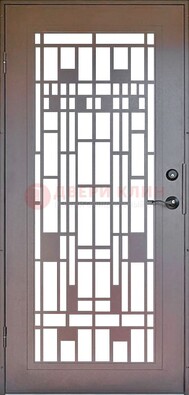 Коричневая стальная решетчатая дверь с узором ДР-4 в Калуге