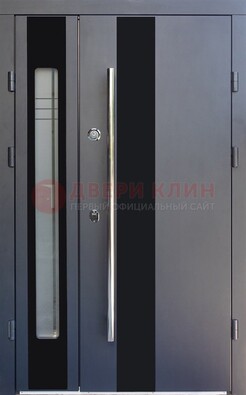 Серая стальная дверь со стеклом ДС-11 в Калуге
