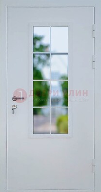 Белая железная дверь порошок со стеклом ДС-31 в Калуге