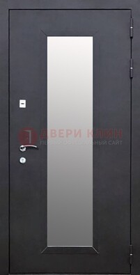 Черная стальная дверь порошок со стеклом ДС-33 в Калуге