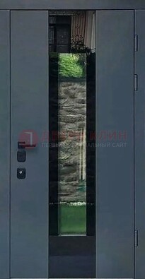 Современная дверь со стеклом для коттеджа ДС-40 в Калуге