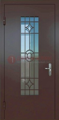 Входная металлическая дверь со стеклом для дома ДС-6 в Калуге