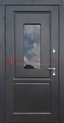 Чёрная металлическая дверь со стеклом ДС-77 в Калуге