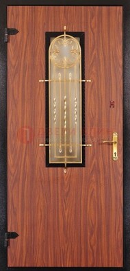Дополнительная дверь со стеклом и золотой ковкой ДСК-16 в Калуге