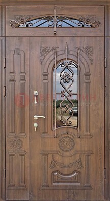 Распашная стальная дверь Винорит со стеклом и ковкой ДСК-232 в Калуге