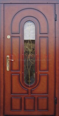 Яркая металлическая дверь Винорит со стеклом и ковкой ДСК-268 в Калуге