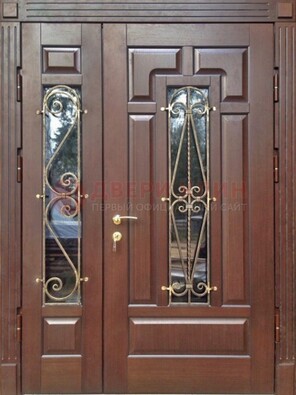Стальная распашная дверь Винорит стекло и ковка ДСК-274 в Калуге
