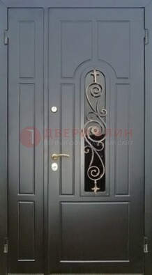 Металлическая дверь Винорит со стеклом в темном цвете ДСК-276 в Калуге