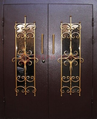 Металлическая дверь с ковкой и остеклением ДСК-49 в Калуге