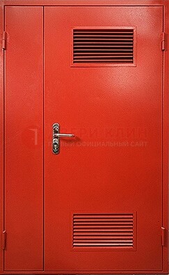 Красная железная техническая дверь с вентиляционными решетками ДТ-4 в Калуге