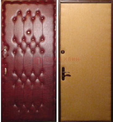 Бордовая металлическая дверь с винилискожей ДВ-1 в Калуге