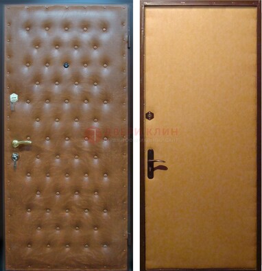 Желтая железная дверь с винилискожей ДВ-2 в Калуге